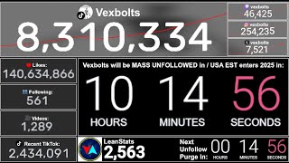 🔴 VEXBOLTS MASS UNFOLLOWING + COUNTDOWN TO NEW YEAR 2025 (USA EST)