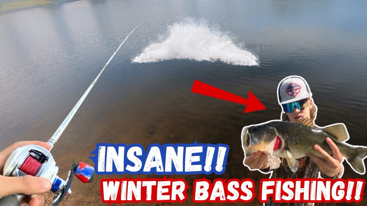 Insane WINTER BASS-FISHING ACTION!! *must see*