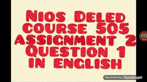 Nios deled course 505 assignment 2 q:1 in english solved