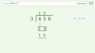 Long Division Problem 450/3: Step-by-Step Video Solution