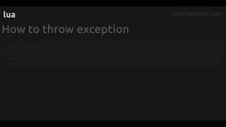 Famous How to throw exception #lua Profile