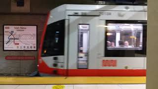 SF Muni 2-Car Siemens S200 LRV4 Train #2013 on Route N Judah Departs Van Ness Station