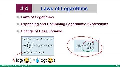 MATH002, 4.4 (2)  Laws of Logarithms