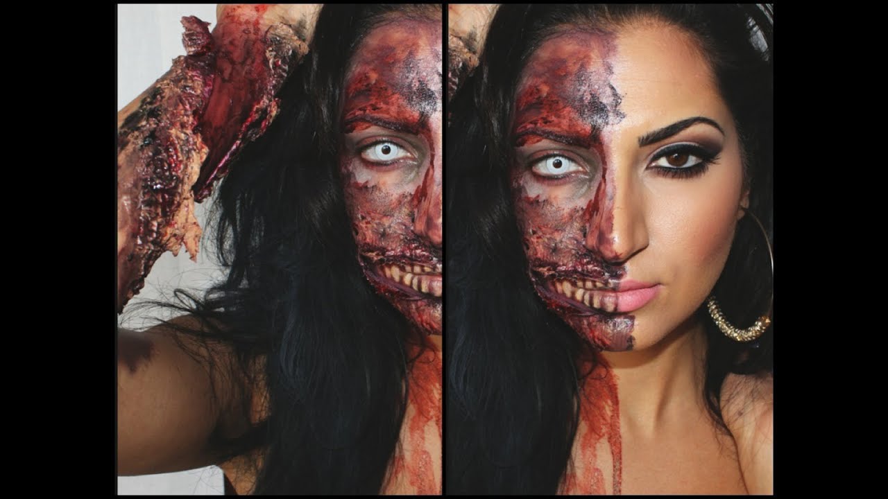 Halloween Tutorial Half Zombie Half Human 2013 YouTube