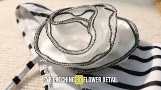 Y Womens Lace-Up Bikini Set Two Piece Swimsuit With 3D Flower Design, Vintage Boho Beachwear