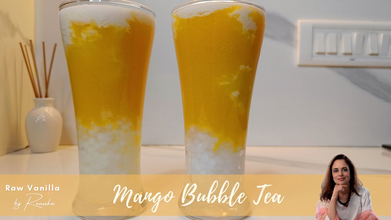 Homemade Mango Bubble Tea How To Make Mango Boba Tea Summer Drink