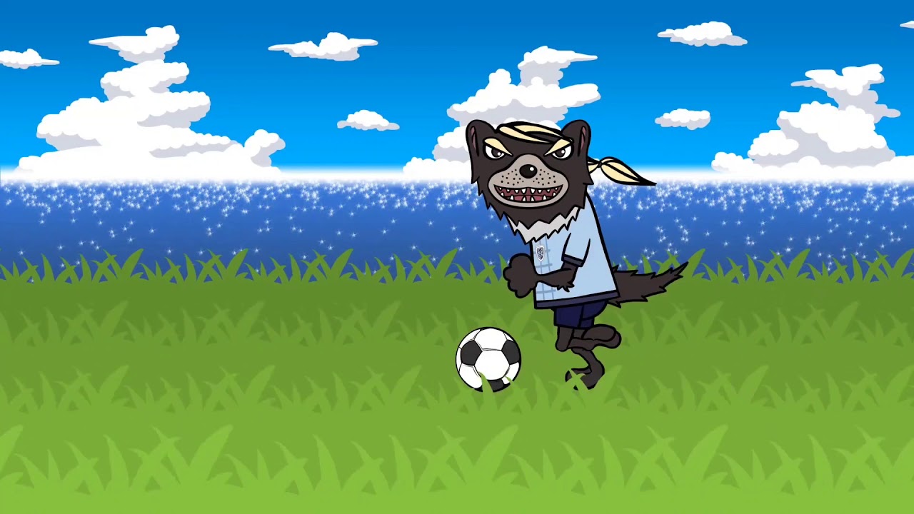 Taz Character running with the ball on Beach