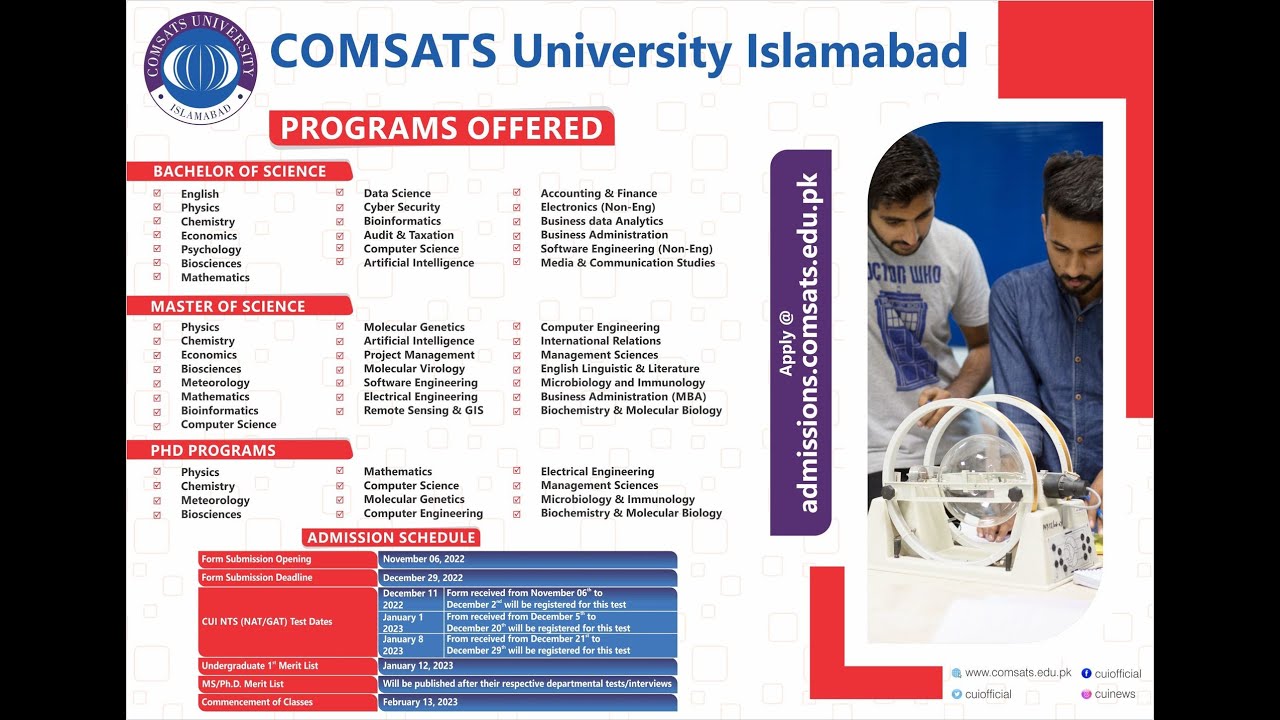 CUI ISB Spring 2023 Admission Information YouTube