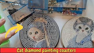 Diamond Painting Coasters Kit - Cats in Art A close up look at what is in the kit and the designs