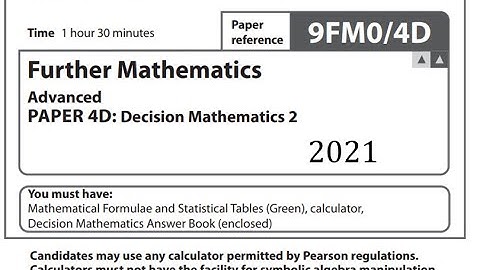 Decision 2 2021 Pearson Edexcel A level further maths