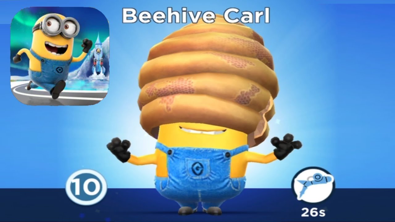 Minion rush Beehive Carl minon costume COMMON upgrade to MAXED gameplay walkthrough android ios