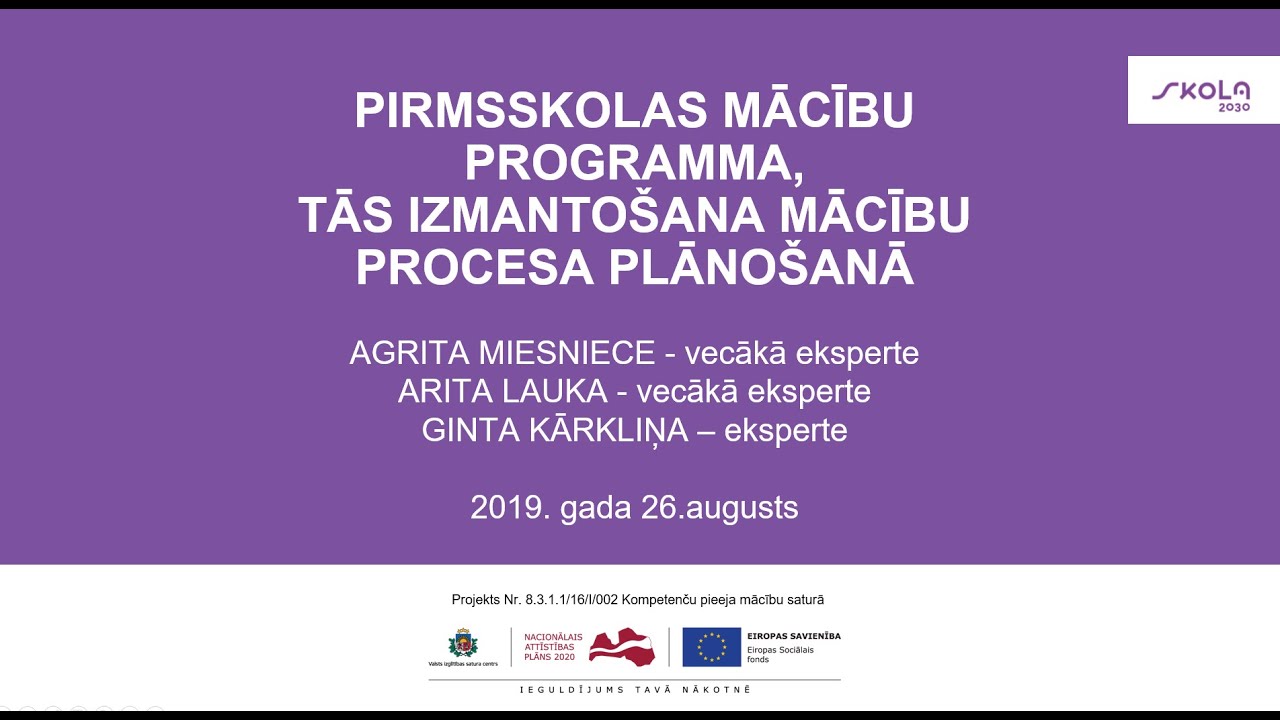 Pirmsskolas mācību programma - YouTube