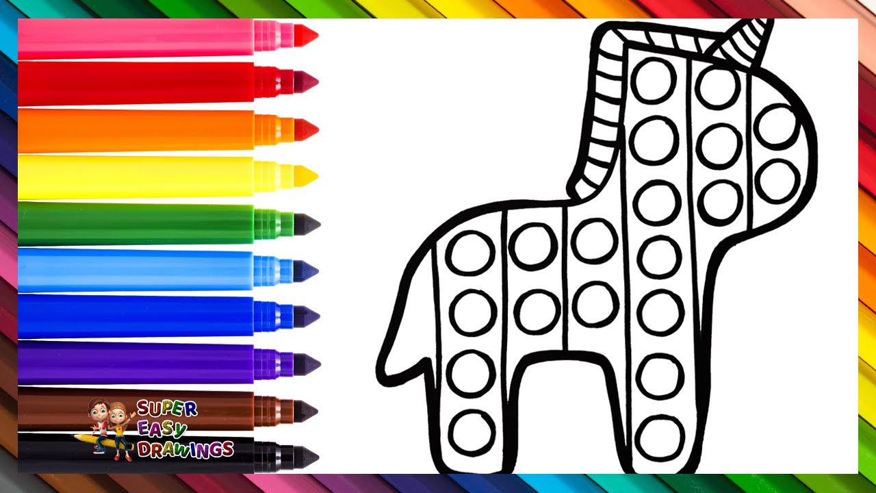 Drawing and Coloring a Unicorn POP IT 🦄🔴🟠🟡🟢🔵🟣 Drawings for Kids