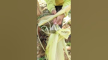 The process of making rope from banana stems #shorts