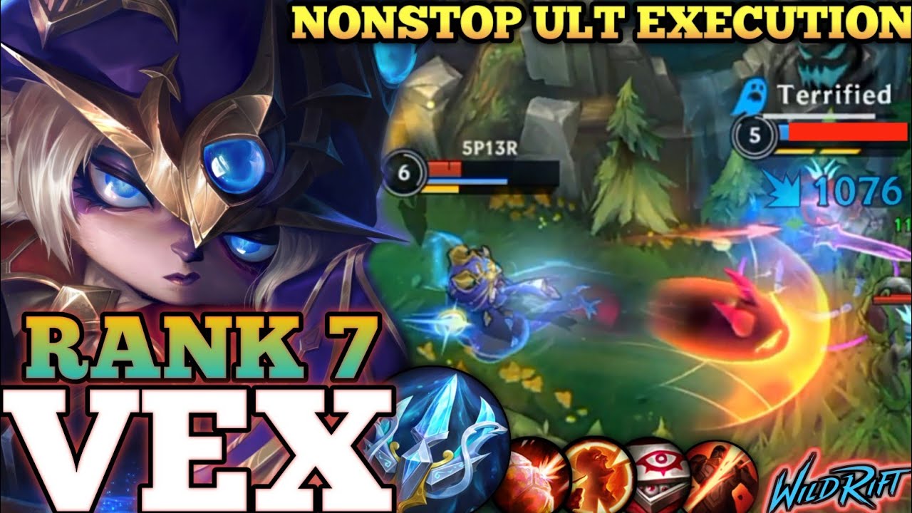 VEX AMAZING LATEGAME KILLER! SMOOTH ULT ACCURACY EXECUTION - TOP 7 GLOBAL VEX BY 5P13R - WILD RIFT