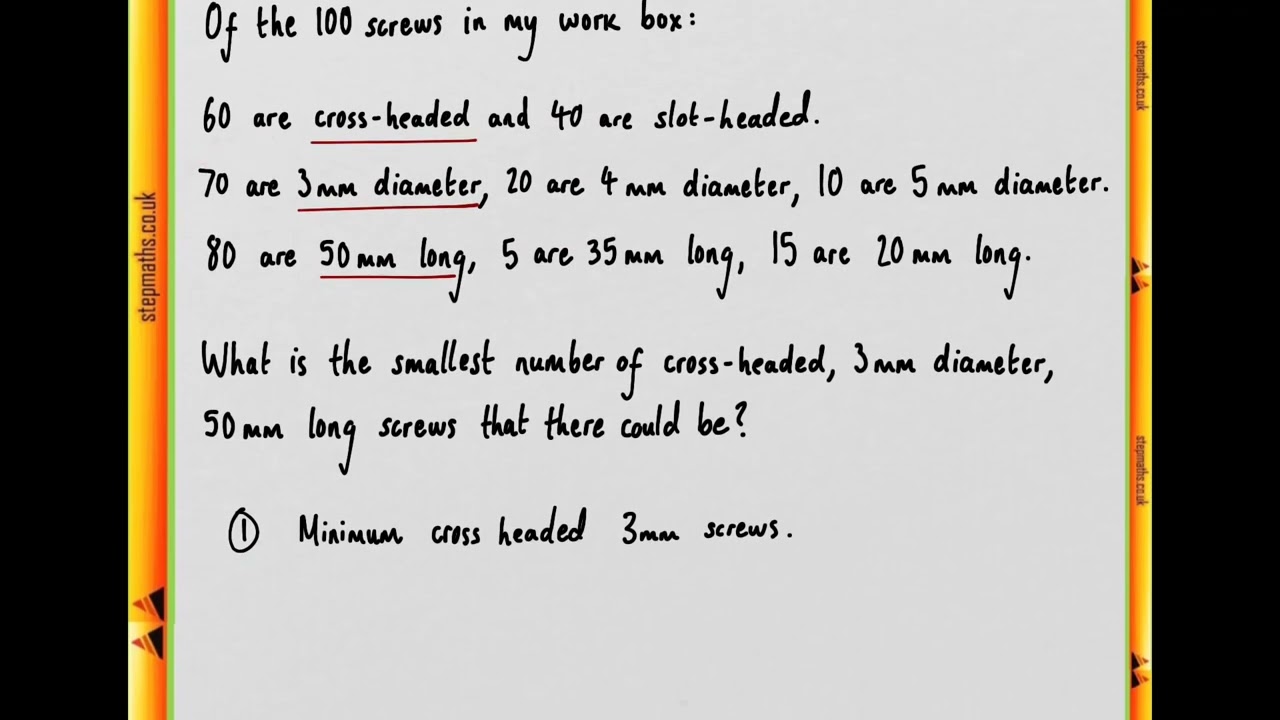 BMAT 2004 Section 1 - Q03 MLP - Screws - Worked Solution