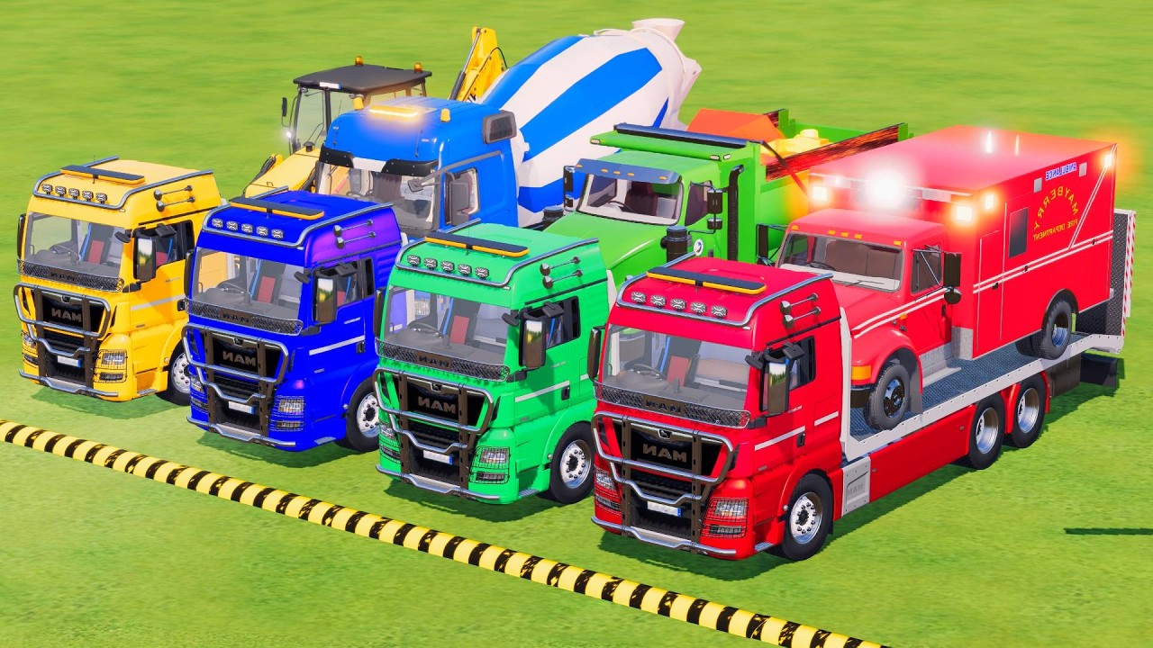 Flatbed Trailer Truck Rescue Bus - Cars vs Deep Water - Cars vs Rails and Trains - BeamNG Drive #80