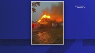 Baker County home catches fire from suspected lightning strike, officials say