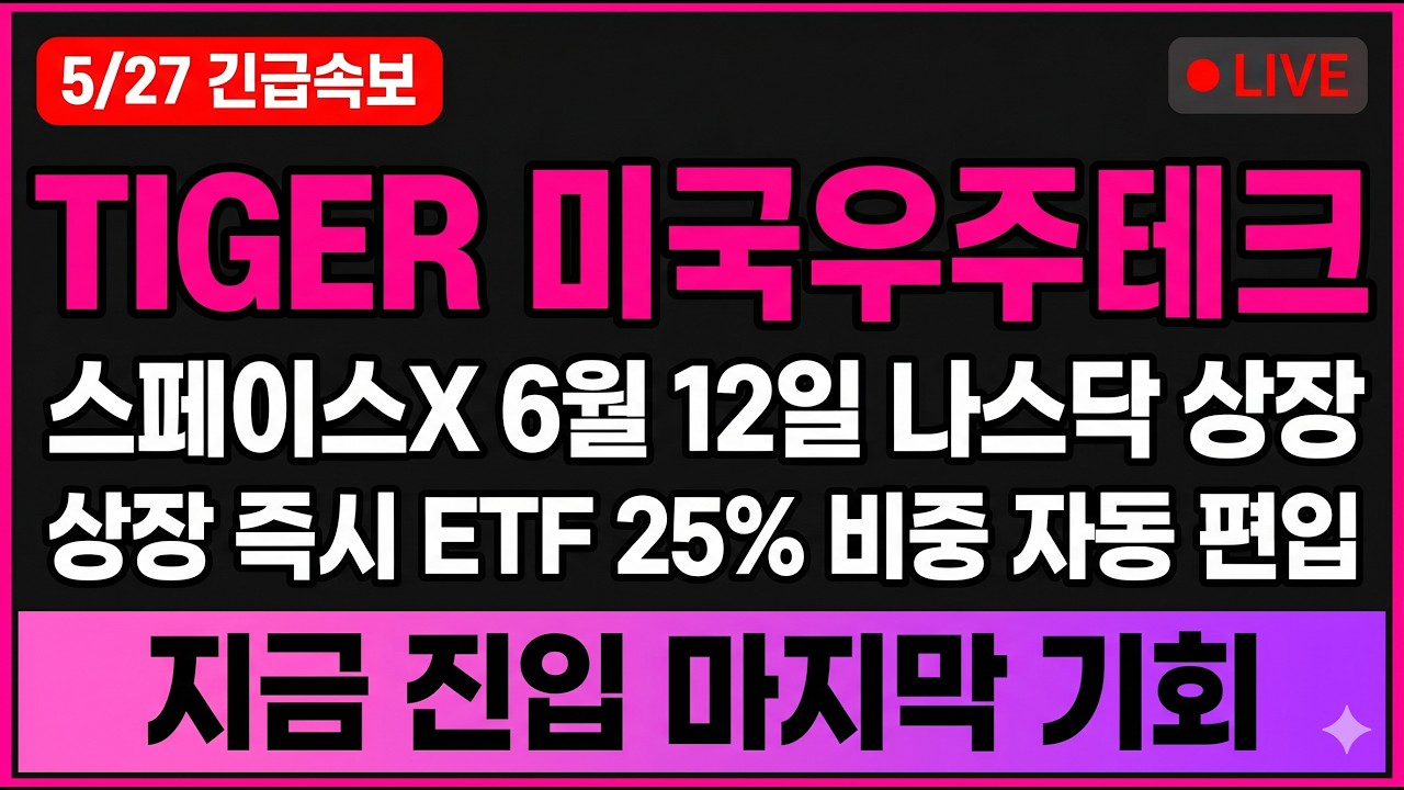 [TIGER 미국우주테크 주가 전망] 스페이스X 나스닥 상장 임박 관련 우주항공 수혜주 공개 #TIGER미국우주테크