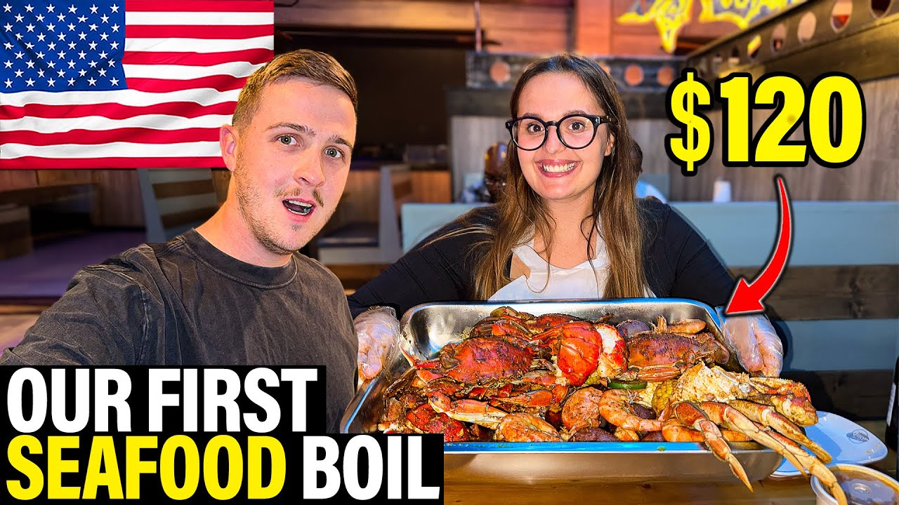 Мы попробовали ОГРОМНУЮ порцию вареных морепродуктов за 120 долларов в Луизиане 🇺🇸