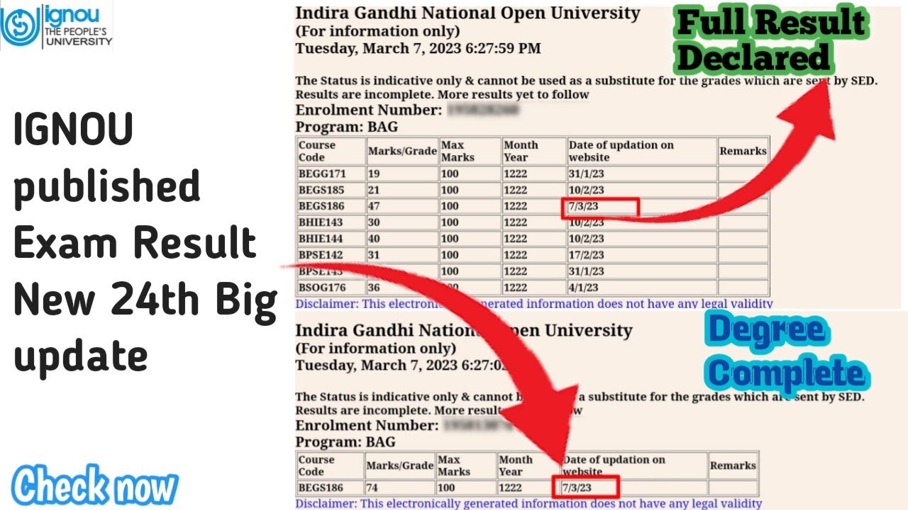IGNOU update || IGNOU published December 2022 results New 24 big update|| IGNOU|| IGNOU results