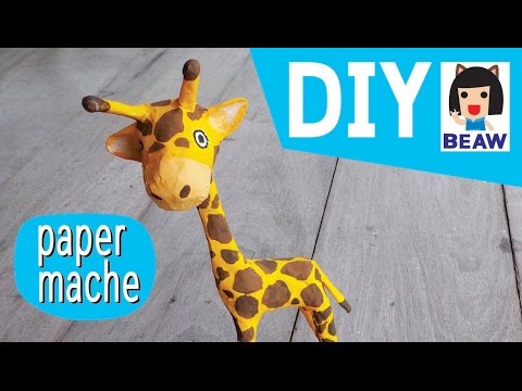 diy by แป๋ว ep 2 / วิธีทําเปเปอร์มาเช่ ยีราฟ การ์ตูน ง่ายๆ / How to make a paper mache giraffe