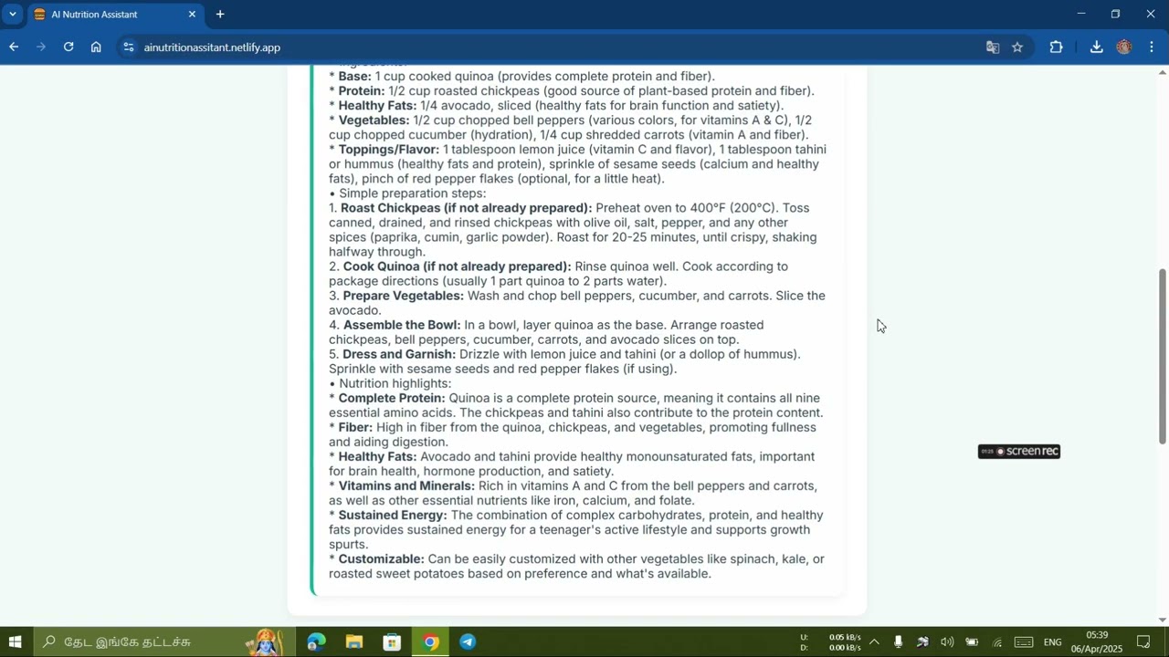 AI Nutrient Assistant — Smart Nutrition Chatbot using AI | Health & Diet Chat App