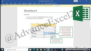 Activity 3 in advance Excel || how to use Goal seek || #goalseek #advanceexcel #excel #subscribe