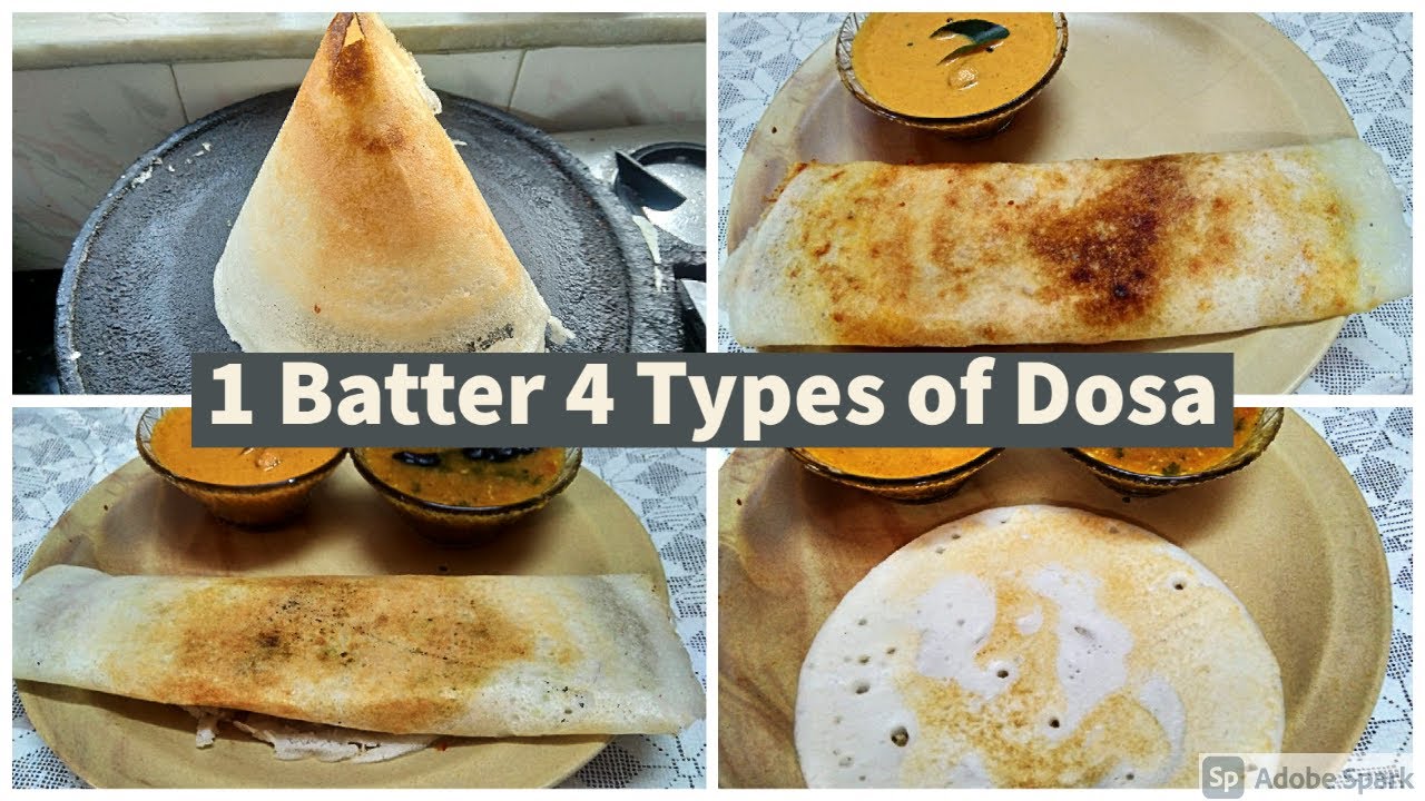 1 Batter 4 Types of Dosa Recipes |4 Dosa Recipes with same Batter |६ डोसा रेसिपी | Breakfast recipes | Asha Thevar