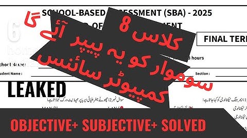 Computer science class 8 Final paper 2025(Monday)sba