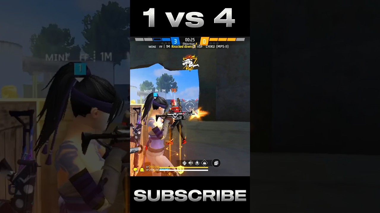 IMPOSSIBLE 1 VS 4 MINI FF VS 🌎 FREE FIRE ‼️