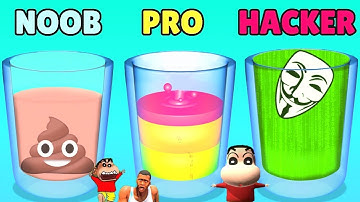 NOOB VS PRO VS HACKER DRINK AND MIX RUN WITH SHINCHAN & CHOP