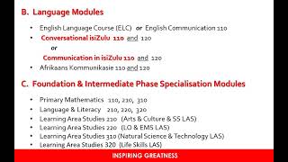 BEd 4th year   Foundation & Intermediate phase  curriculum advise
