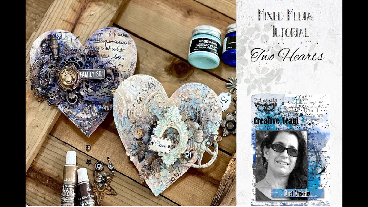 Mixed media step by step tutorial - Two Hearts for Finnabair - YouTube