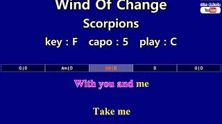 Wind Of Change - Scorpions (Karaoke & Easy Guitar Chords)  Key : F  Capo : 5 screenshot 2