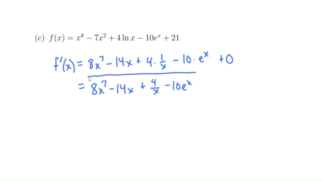 Derivatives of Logarithms and Exponential Functions