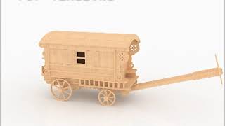 www.makecnc.com presents 5 authentic Gypsy wagons and a Horse in one set for you laser cutter ,CNC router ,Scroll saw or even 
