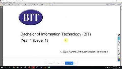 BIT - Semester 1 (Programming 1) - On line Session 2 - Introduction to Java, Variables and Operators