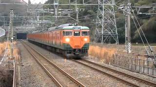 JR西日本 113系湘南色8連(C17+L11)、雄琴温泉駅入線