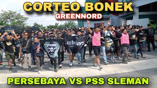 Corteo Bonek Greennord saat Persebaya vs PSS Sleman di Stadion GBT