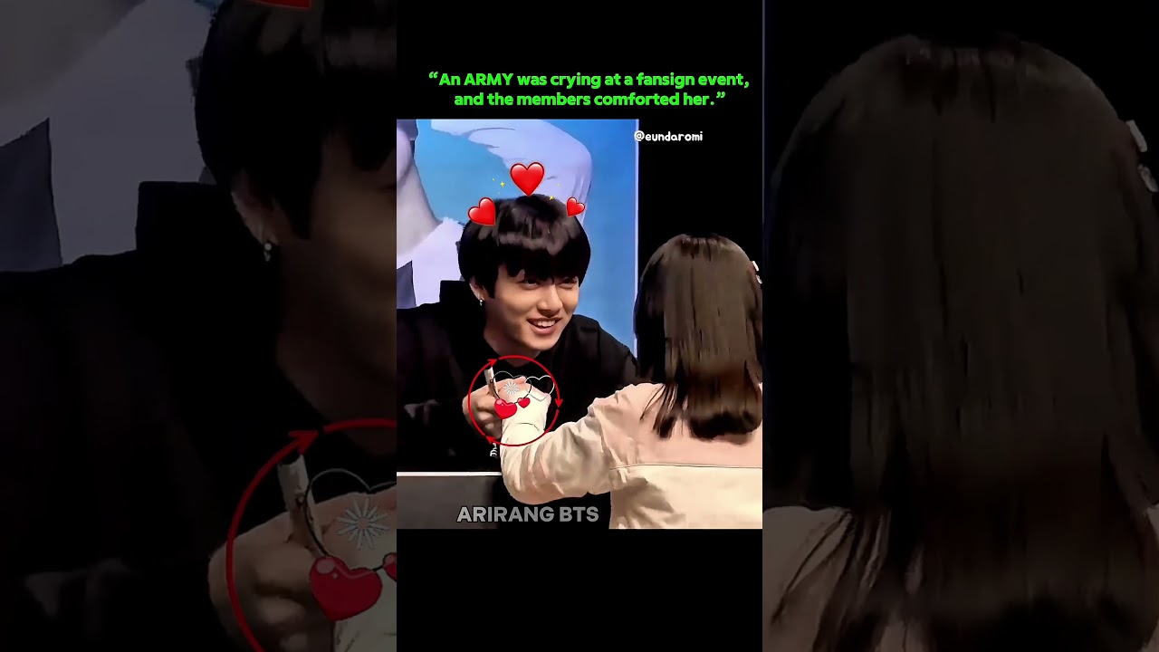 An army crying at the fan event and the members comforting her 🥺😱#bts