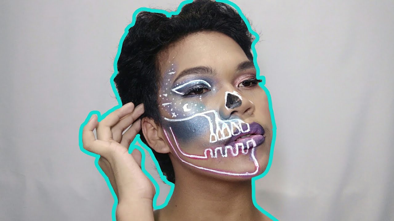 NEON SKULL HALLOWEEN MAKEUP TUTORIAL | 1st halloween makeup look ...