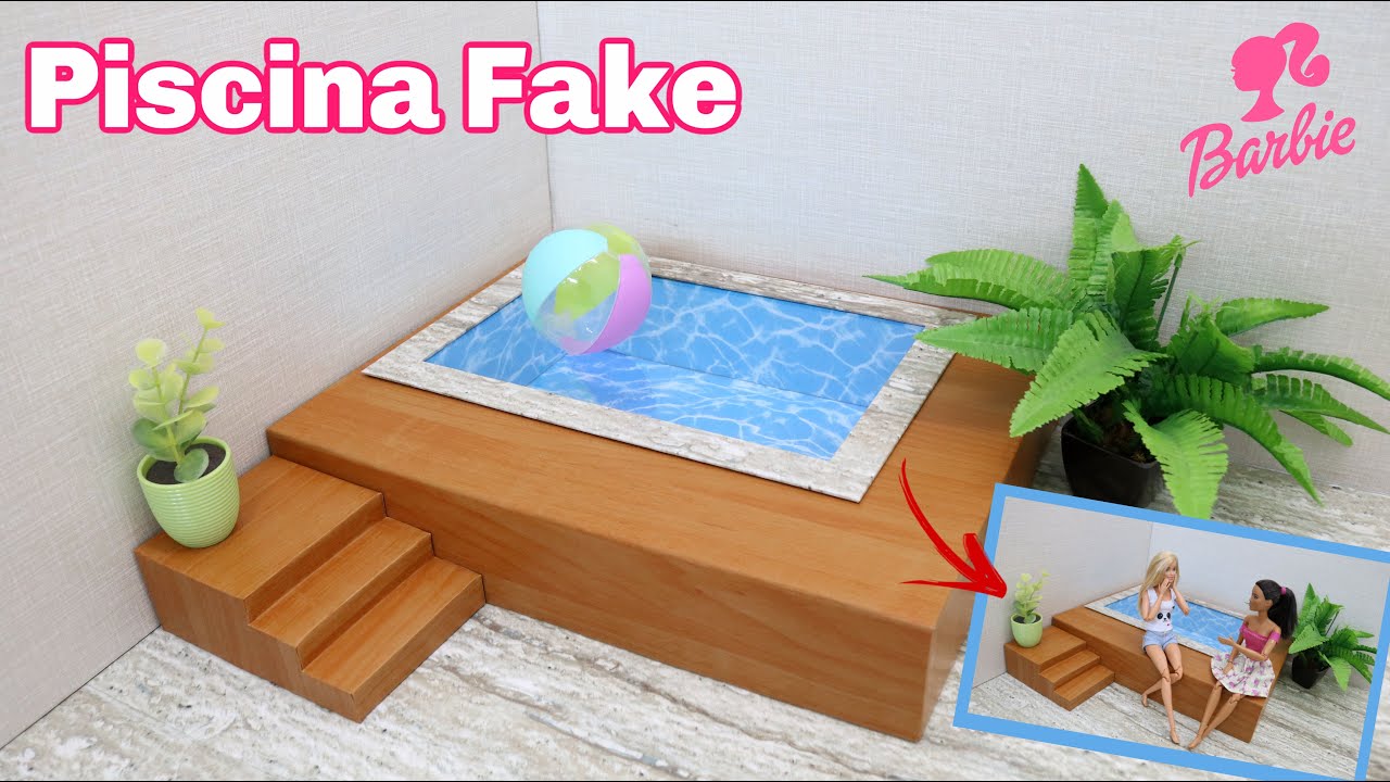 COMO FAZER PISCINA FAKE PARA SUA BARBIE | HOW TO MAKE A FAKE POOL FOR YOUR BARBIE