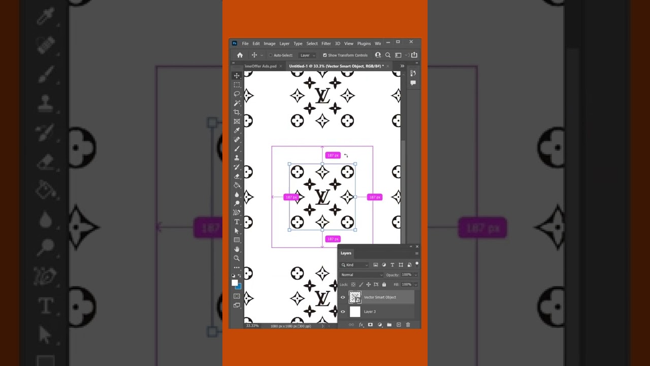 How to create the Louis Vuitton Pattern in 25 seconds. #photoshop #learn # louisvuitton #shortvideo 
