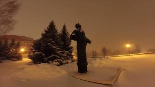 (Re-loading 4K) SNOW STORM IN SAMARA, ORANGE PL.KUIBYSHEV, PUSHKIN SQUARE, SAMARA SQUARE