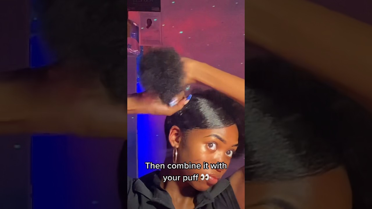 Easy natural hairstyle two puffs with swoop💗 