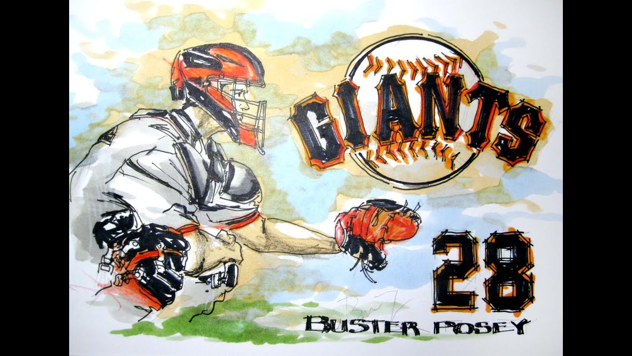 Sports Series: Buster Posey-Catcher SF Giants Time Lapse Drawing 