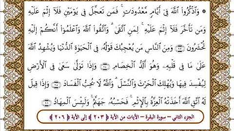 سورة البقرة من الأية 203- 206 بصوت الشيخ على جابر