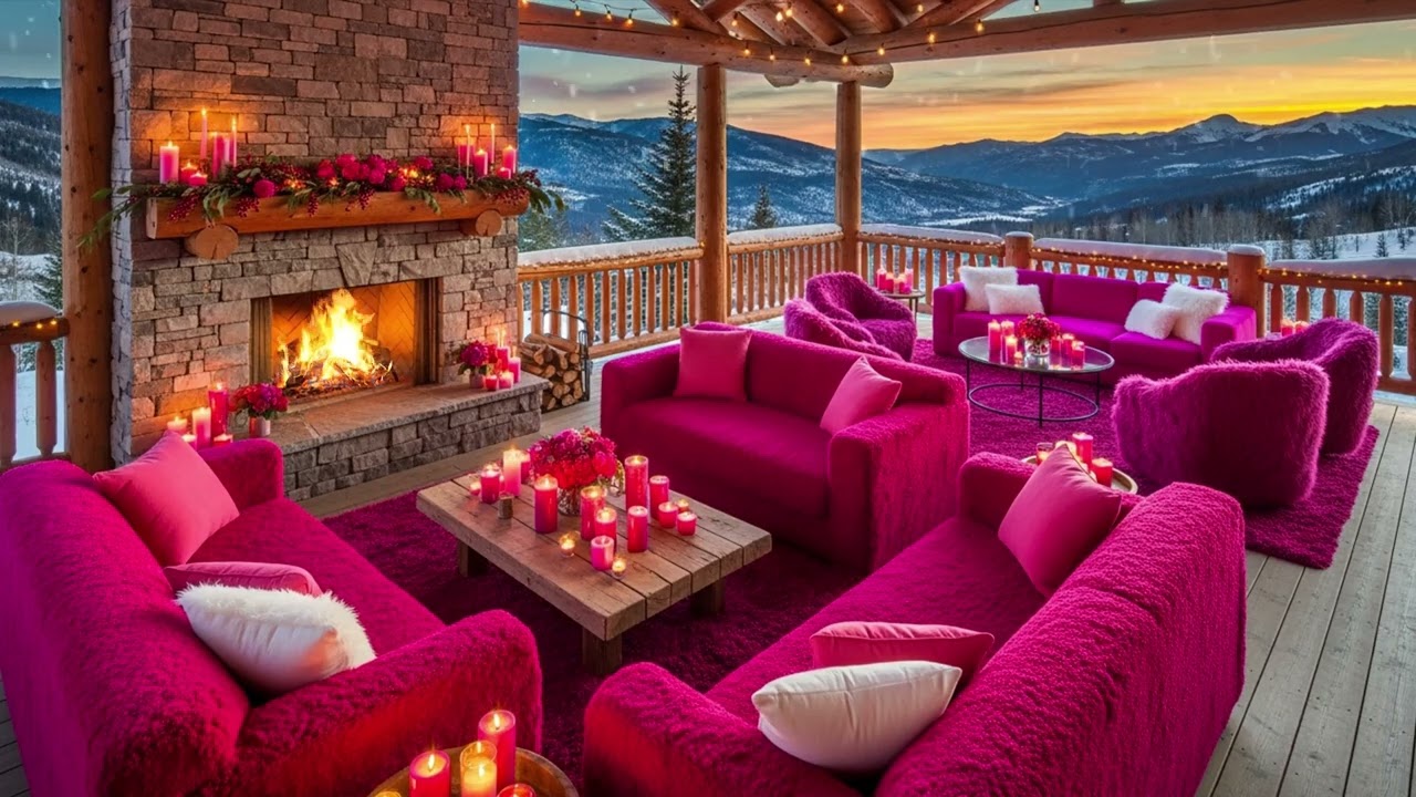 Slow Living Winter Dawn ☀️ | Cozy Fireplace Retreat with Wind and Snow Sounds