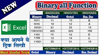 Number Conversion Ms Excel All Function Related to Number System(Binary,Decimal,Octal,Hexa Decimal)